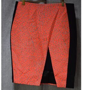 Ted Baker “Quanda” Jacquard Pencil Skirt –Neon Coral and Black – Size 3 (U.S. 8)